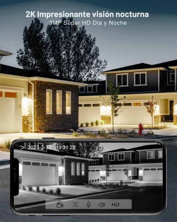 2 cámaras de exteriores con panel solar inalámbricas