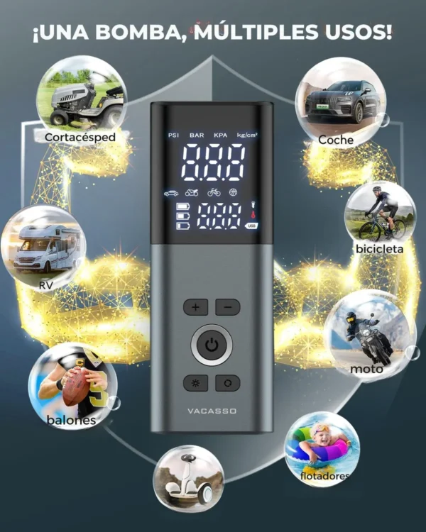 Compresor de aire portátil para inflar neumáticos con 20.000 MAH de bateria