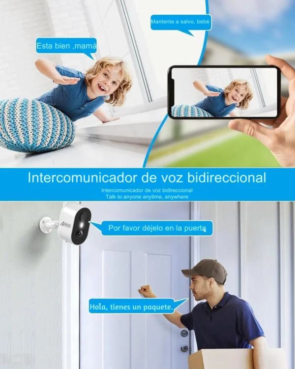 2 cámaras de exteriores con panel solar inalámbricas