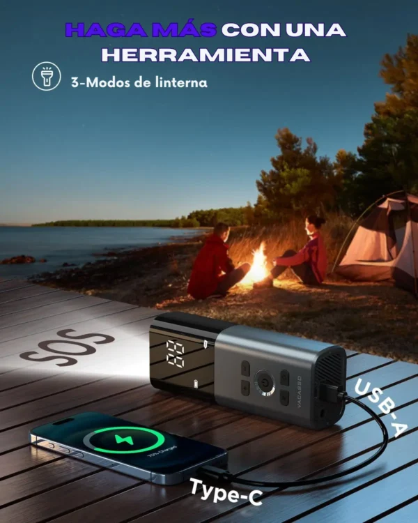 Compresor de aire portátil para inflar neumáticos con 20.000 MAH de bateria